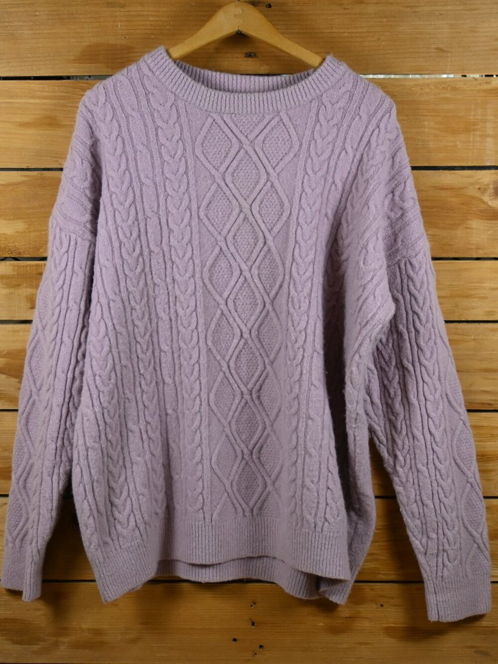 Aelfric Eden Cable Knit Oversize Crewneck Sweater in Pink - XL
